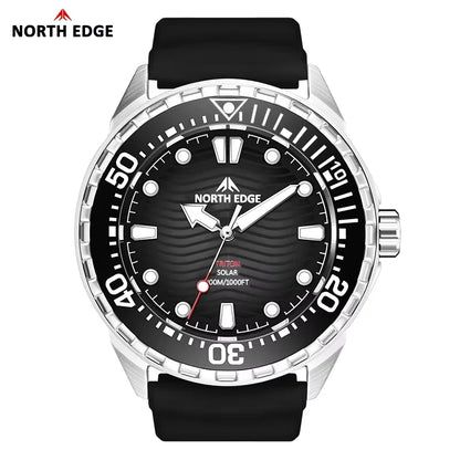 NORTH EDGE NEW+ TRITON Solar-Powered Diving Watch Luxury Quartz Watches For Men 300M Waterproof 180+ Day Power