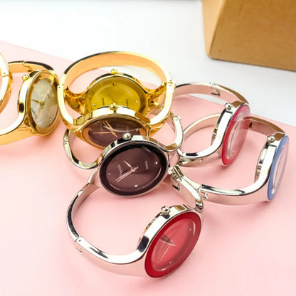 Minimalist Women Cuff Watch Fashion Casual Round Lady Women Bracelet Girls Watches Gold Stainless Steel Quartz Watch Reloj Mujer