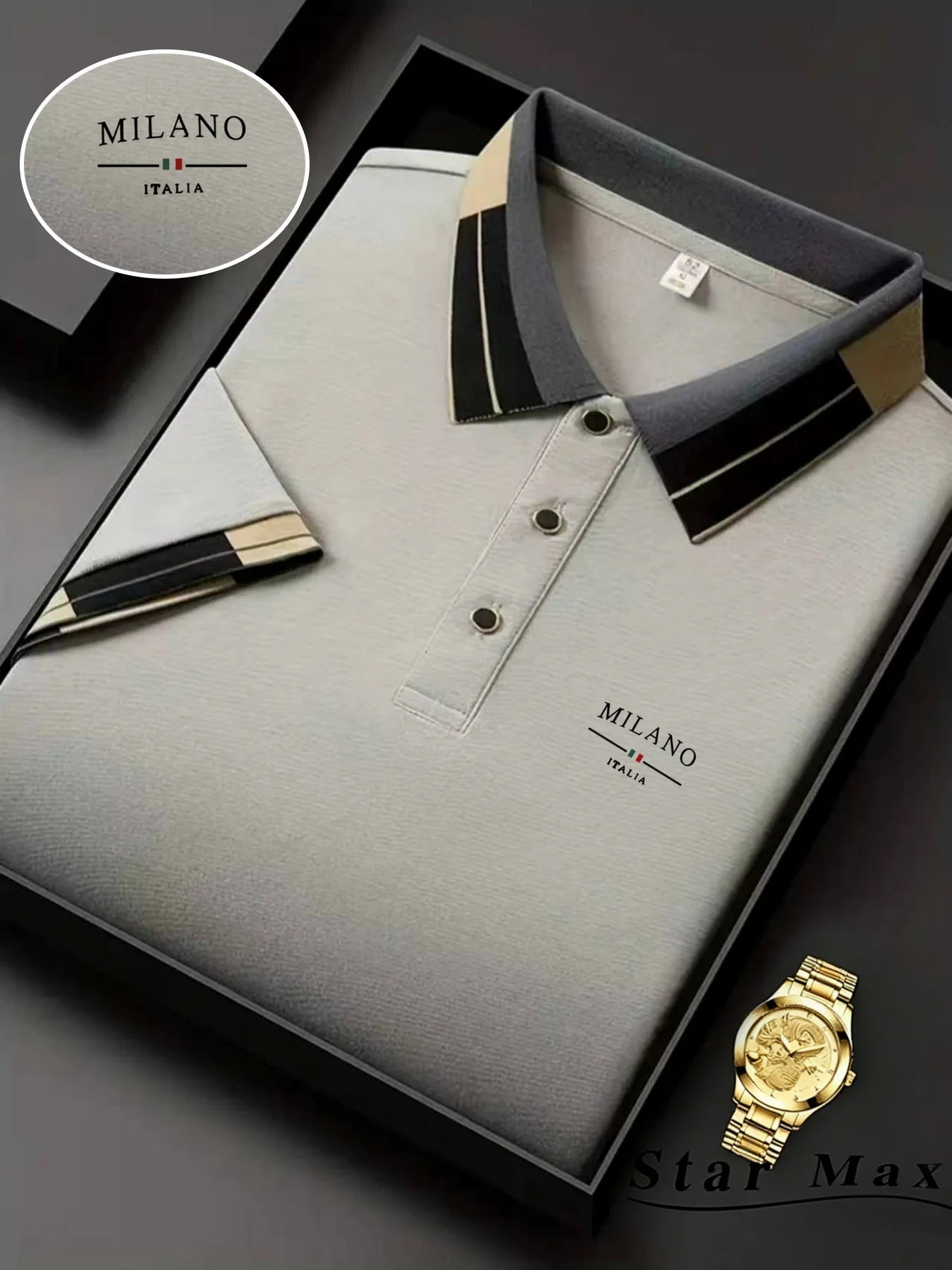 Men's Luxury Short Sleeve Polo Shirt with Horse Embroidery Milan Style