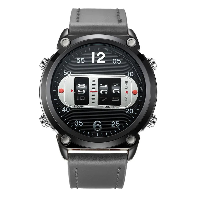 Men Unique Designer Watches Fashion Leather Band Tire Simple Army Sports Vintahe Quartz Watch Black Montres de Marque de Luxe