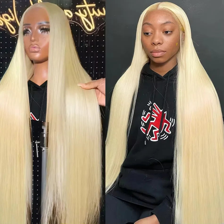 Blonde 613 Silver Grey 13x6 HD Human Hair Lace Front Wig Pre plucked Transparent Brazilian Lace Frontal Wig For Women 40 inches