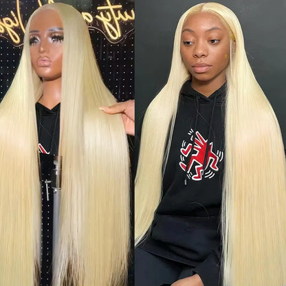 Blonde 613 Silver Grey 13x6 HD Human Hair Lace Front Wig Pre plucked Transparent Brazilian Lace Frontal Wig For Women 40 inches