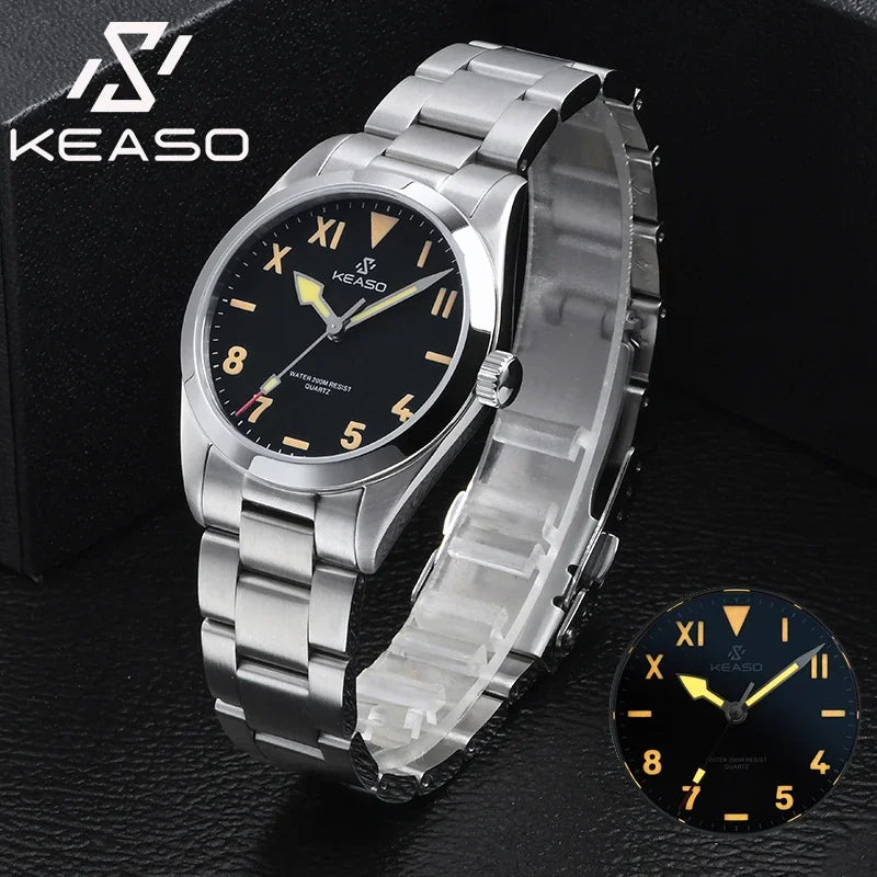 KEASO Top Men's Dive Watches MIYOTA 2035 Quartz Movement Sapphire C3 Luminous 200M Waterproof Sports 316L Solid Steel Watch