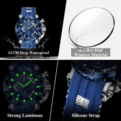 POEDAGAR Luxury Military Men Clock Luminous Waterproof Chronograph Date Men's Watch Silicone Quartz Sports Watches For Man Reloj