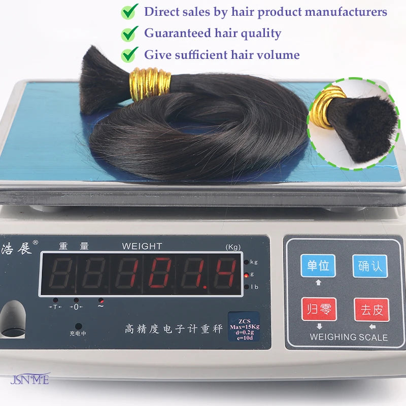 JSNME Bulk Human Hair Extensions 100% Real Human Hair Extension Straight 50g Black Brown Blonde 613 Color For Salon 14"-26" Inch