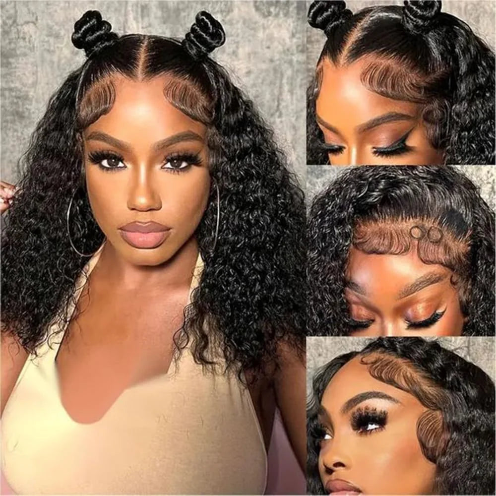 MYLOCKME Glueless Wigs Human Hair 6x4 Curly Wave Lace Closure Wigs Deep Wave 9x6 5x5 Lace Closure Wig Pre Cut Curly Human Hair Water Wave 200%