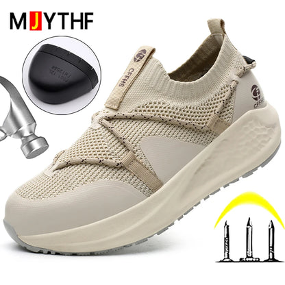 Latest Women Work Shoes Puncture-Proof Safety Shoes Non-slip Platform Sneakers Women Steel Toe Shoes Comfort Security Boots Lady