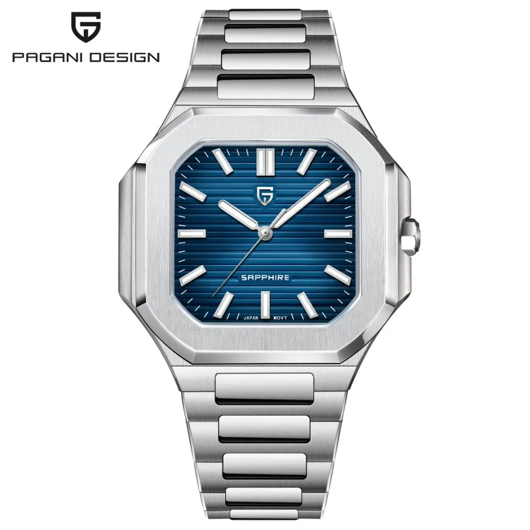 TOP New PAGANI DESIGN 37MM Square Men Quartz Watches Luxury Sapphire Glass AR Coated Business Watch VH31 Luminous Watch for Men