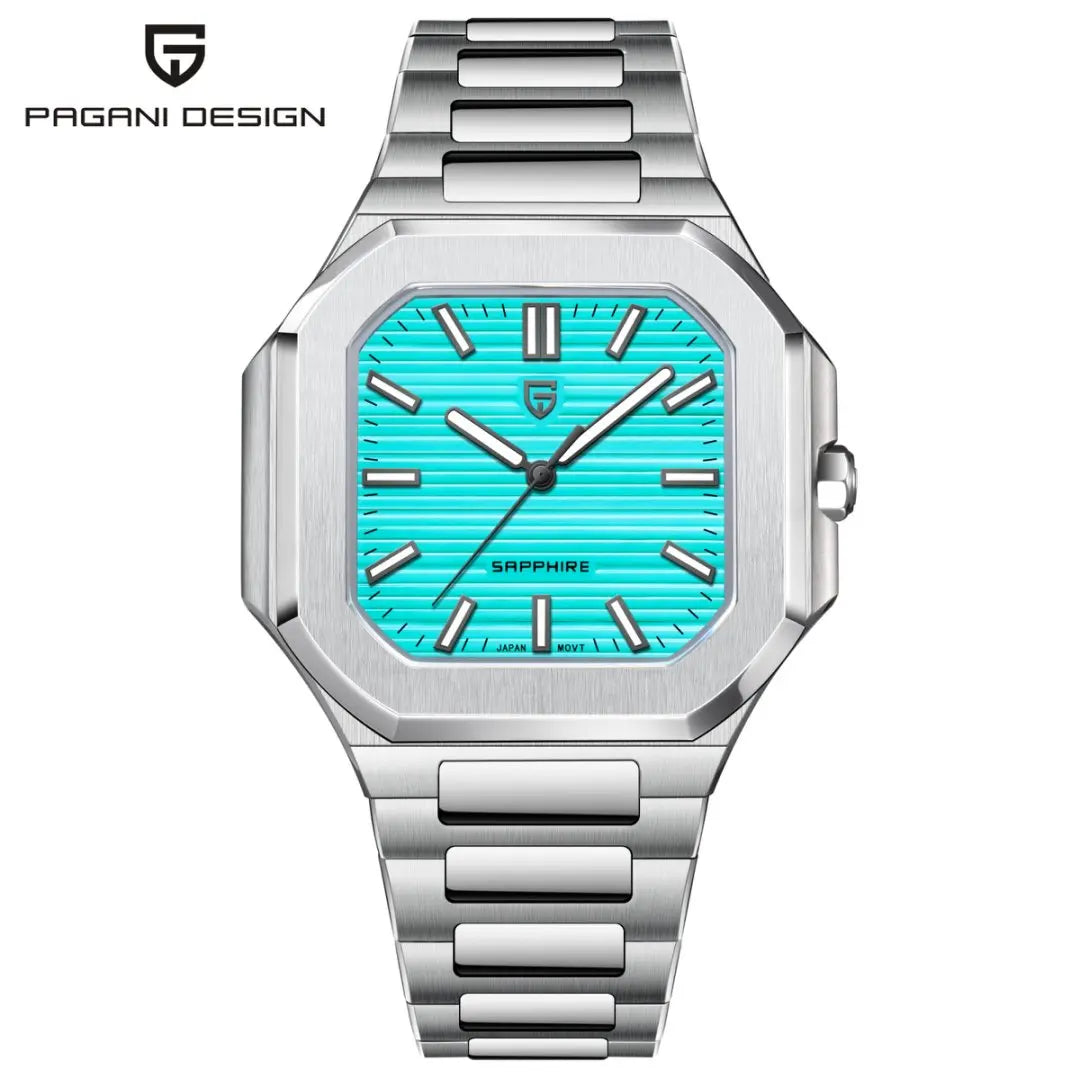 TOP New PAGANI DESIGN 37MM Square Men Quartz Watches Luxury Sapphire Glass AR Coated Business Watch VH31 Luminous Watch for Men