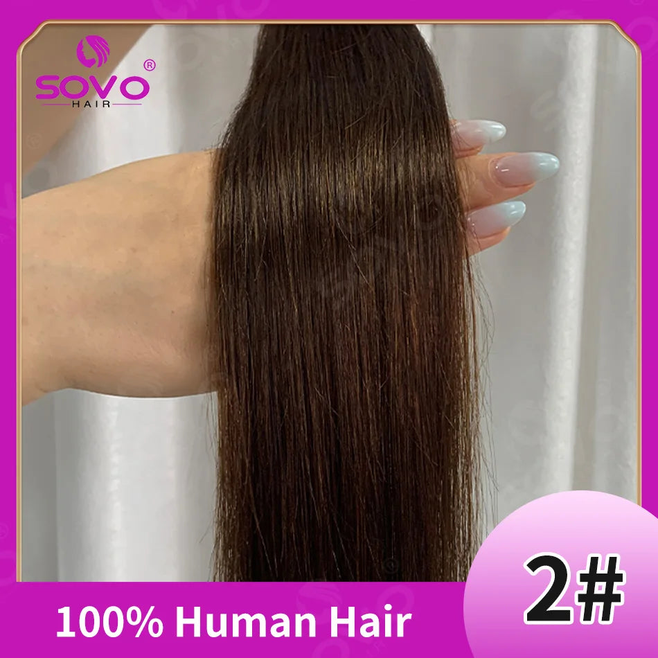 SOVO Tape in Hair Extensions 100% Remy Human Hair 20 Inch  20pcs  Balayage Skin Weft Tape in Extensions  12-26 inch