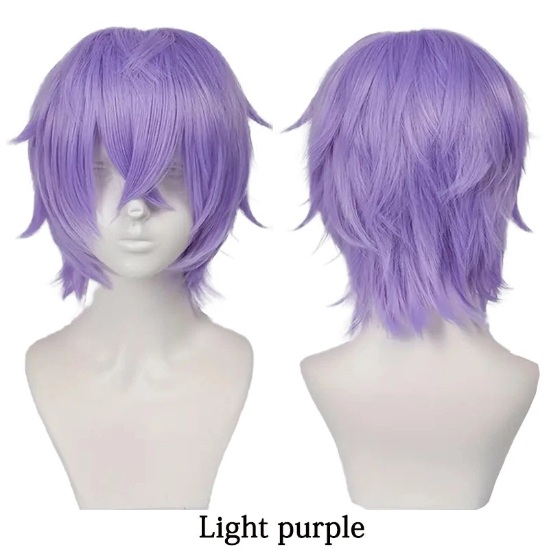 10-Inch Short Straight Hair Suitable For Both Men And Women, Cosplay Synthetic Hair Anime Role-Play Halloween Party Upturned Wig