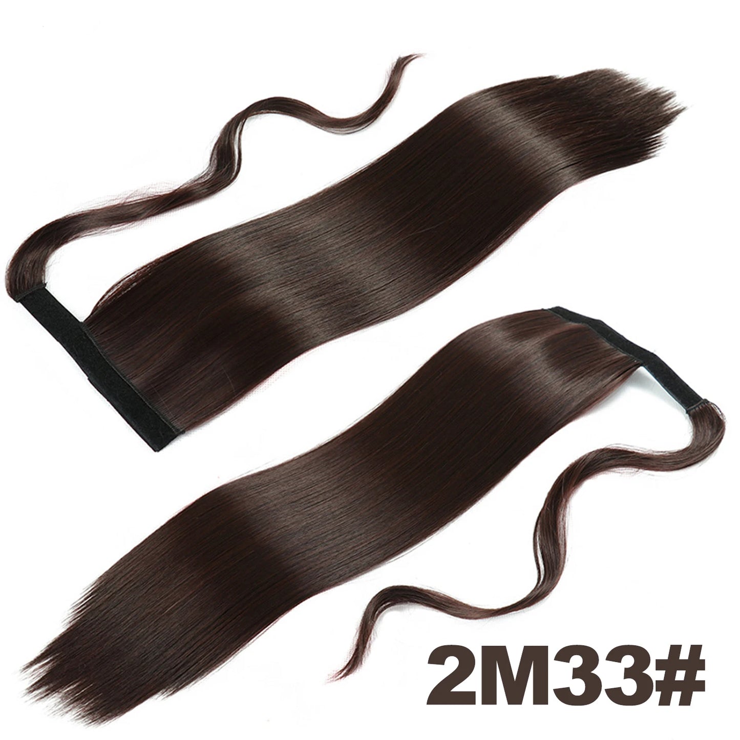 Straight Long Ponytail Extensions 22inch Natural Black Wrap Around Synthetic Hair Piece Pony Tail Hair Hairpieces for Women Girl