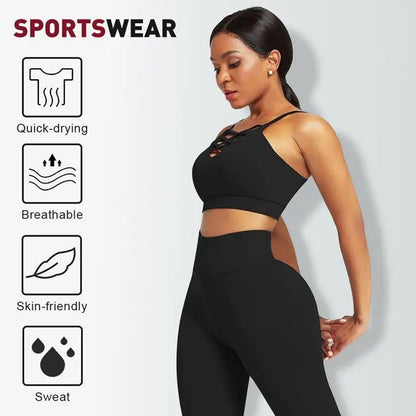 3 Pieces Women's Yoga Fitness Set - Gym Workout Long Sleeve Cropped Hoodie Active Wear Sport Tracksuit