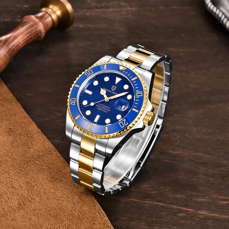 PAGANI DESIGN Luxury Men's Automatic Watch Sapphire Glass Diving Machinery Watch Men's Stainless Steel Business Watch Gift Box
