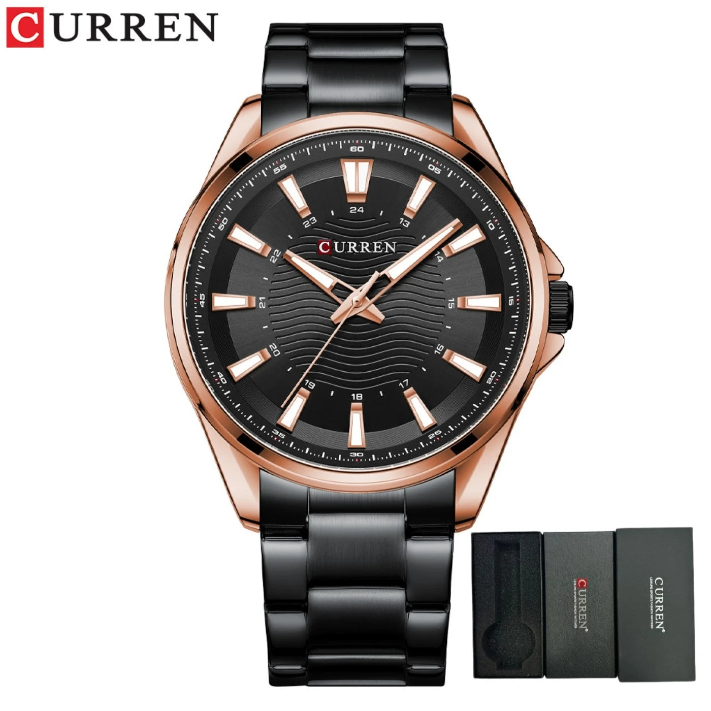 CURREN Classic Simple Stainless Steel Quartz Wristwatches Fashion Brand Men's Watches with Luminous Hands Gifts