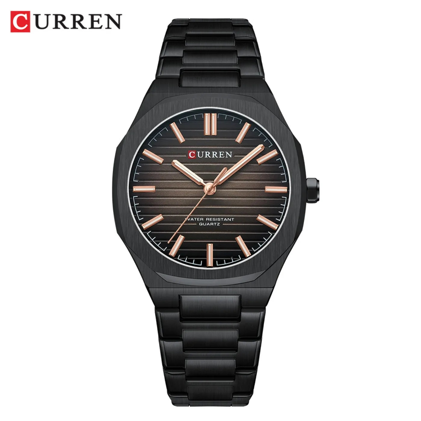 CURREN 8456 Business Quartz Stainless Steel Strap Watch Square Dial Casual Style Wristwatch with Waterproof Function