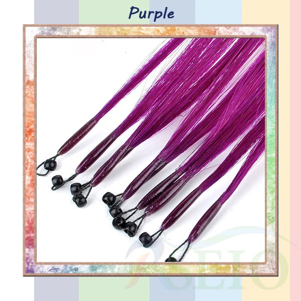 RESIO Color  8D Tip Hair Extensions 100% Real Human Hair Microbeads Extensions Color Purple Blue Pink Gray 18-20inch 0.5g/Strand