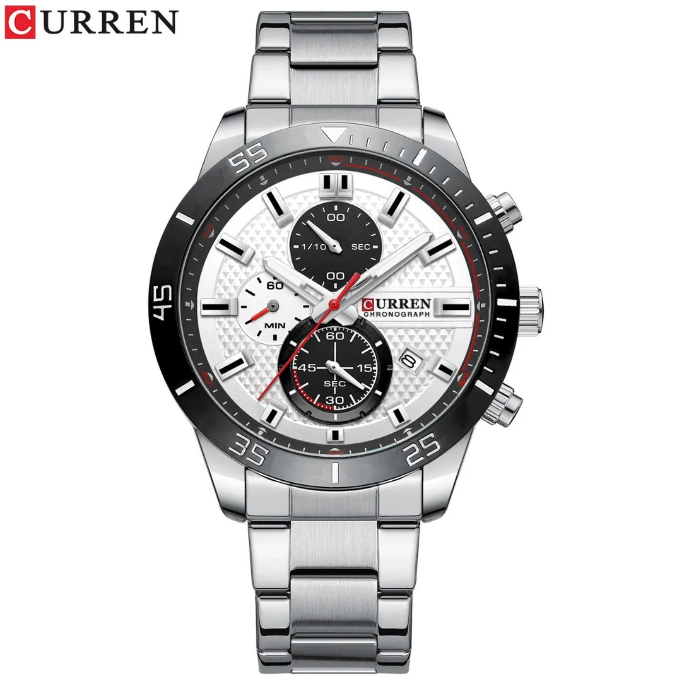 CURREN Men's Fashion Sports Waterproof Stainless Steel Luminous Quartz Watch Classic Business Casual Date Watch Reloj Hombre