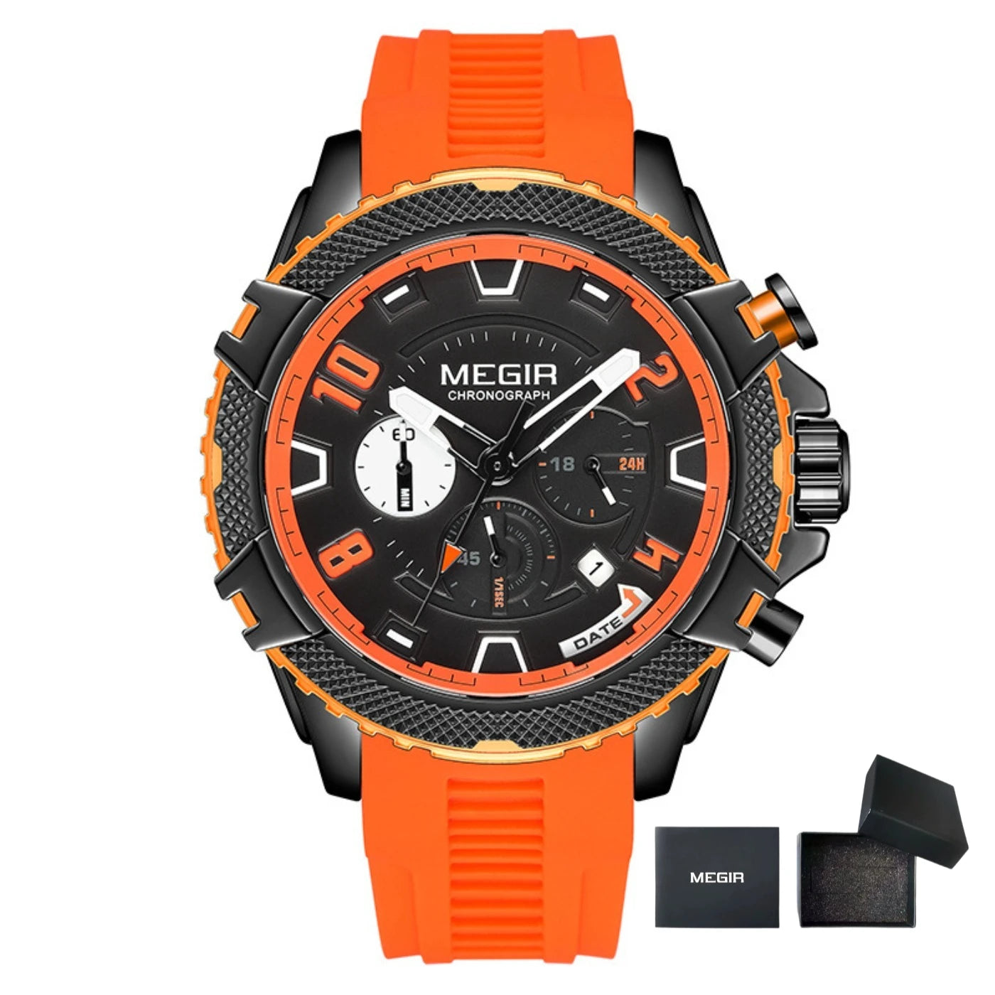 MEGIR 48MM Dial Chronograph Men's Quartz Watches Waterproof Luminous Sport Casual Wristwatch with 24-hour Auto Date Gift for Man