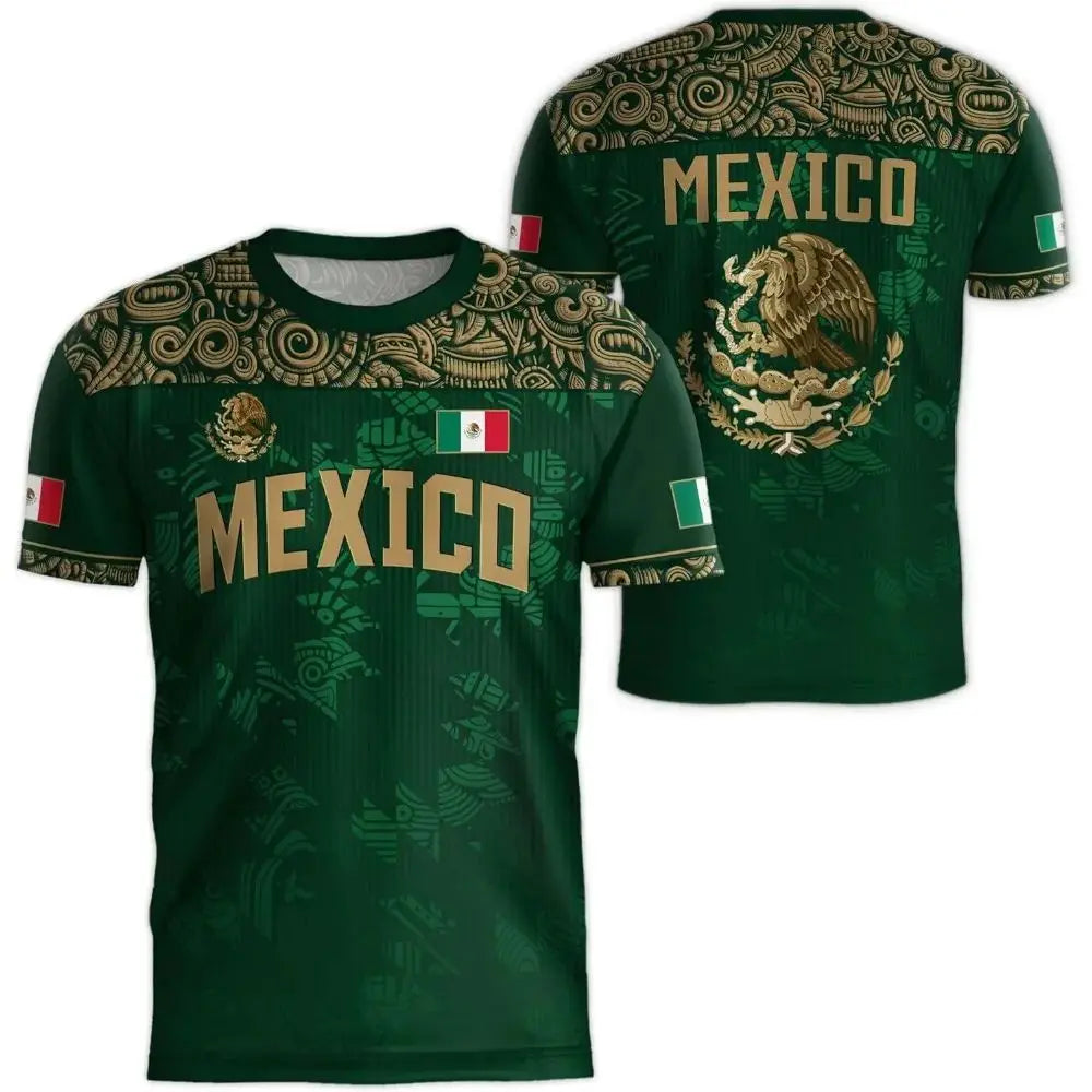 2026 Mexico National Flag Print T Shirt Men women 3D Eagle Pattern Short Sleeve Tees Outdoor Football Sports Clothes Casual Tops