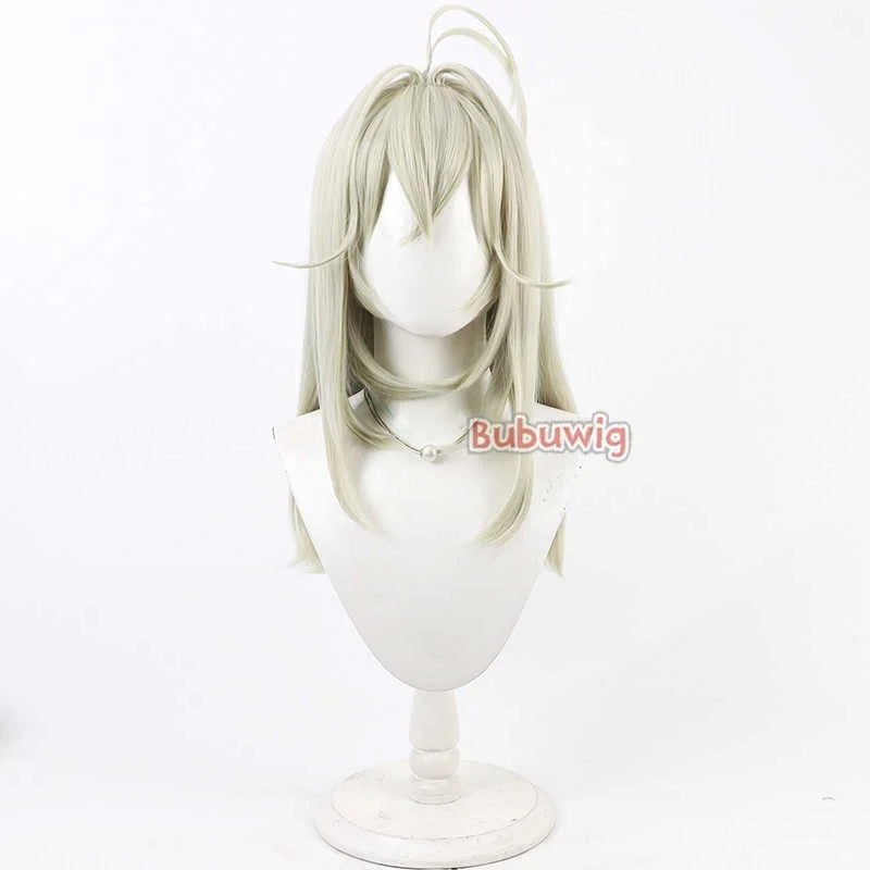Bubuwig Synthetic Hair Moria Ruruka Cosplay Wigs Star Detective Precure! Moria Ruruka 60cm Long Light Green Wig Heat Resistant