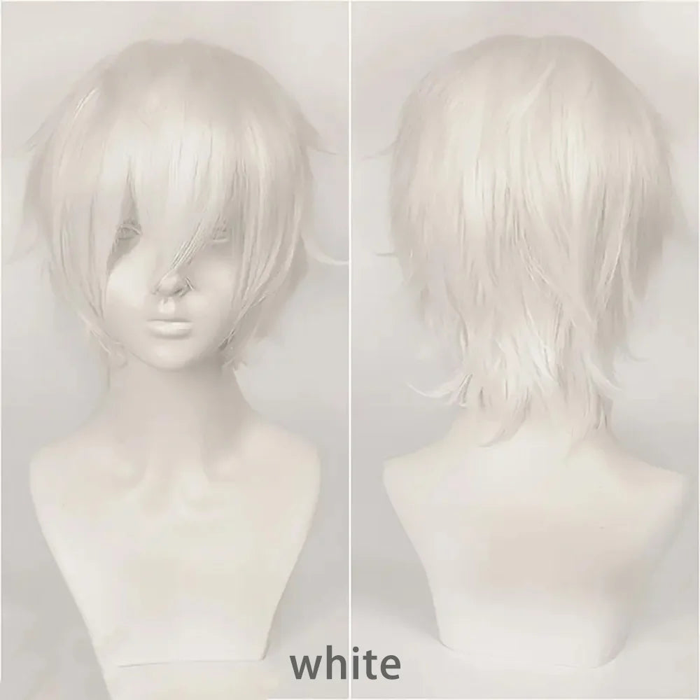 10-Inch Short Straight Hair Suitable For Both Men And Women, Cosplay Synthetic Hair Anime Role-Play Halloween Party Upturned Wig
