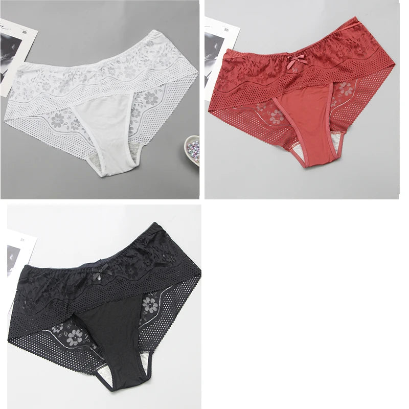 DaiNaFang New Plus Size Underwear Women Sexy Transparent Lace Modal Cotton Panties High Waist Large Lingerie