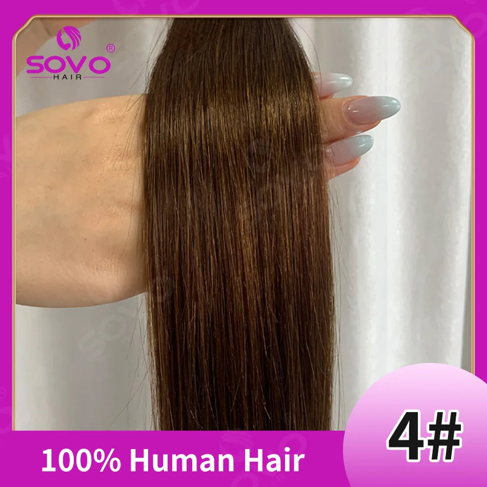 SOVO Tape in Hair Extensions 100% Remy Human Hair 20 Inch  20pcs  Balayage Skin Weft Tape in Extensions  12-26 inch