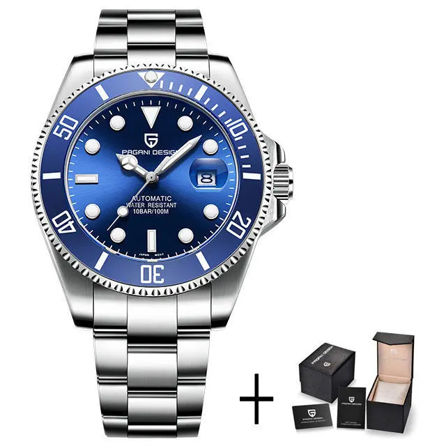 PAGANI DESIGN Luxury Men's Automatic Watch Sapphire Glass Diving Machinery Watch Men's Stainless Steel Business Watch Gift Box