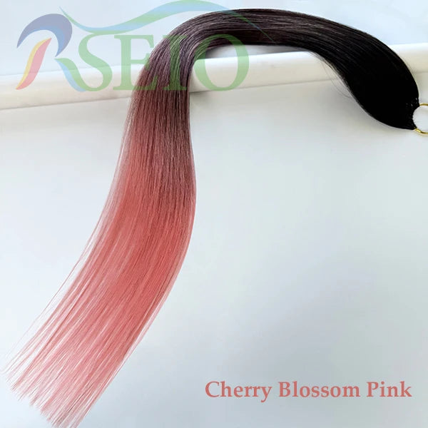 RESIO  Feather Hair Extensions Straight 100% Real Human Microring Hair Extensions Color Purple Blue Pink Gray 18-20inch