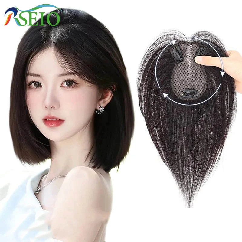 RSEIO Hair Toppers 7x11cm Women Topper Hair Natural Hair Wig 100% Human Hair Clip In Hair Extension For Women
