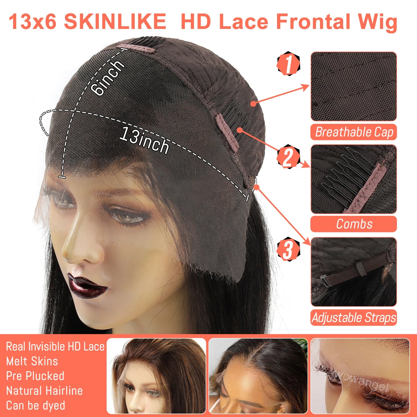 250% 13X6 HD Transparent Lace Full Frontal Wigs Body Wave Human Hair Wigs Blonde Wig 100% Human Hair HD Lace Wigs Brazilian Hair