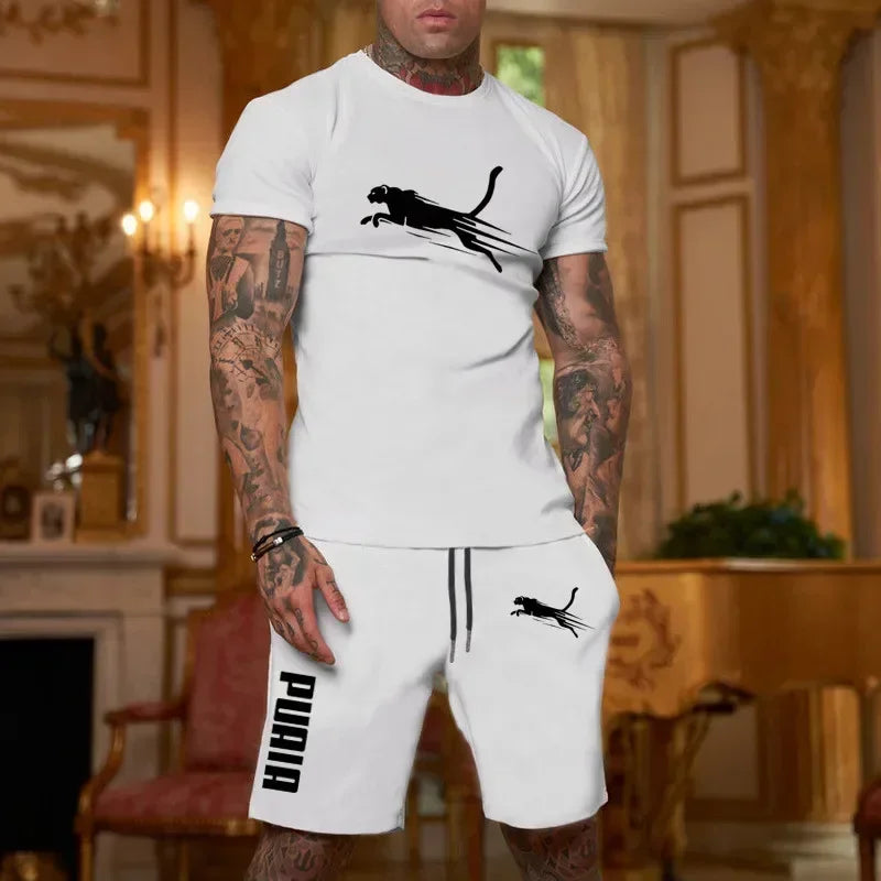 2026 Trendy Fashion Casual Summer Outdoor Sports Set Men's Breathable T-shirt and Shorts Casual Two-piece Set