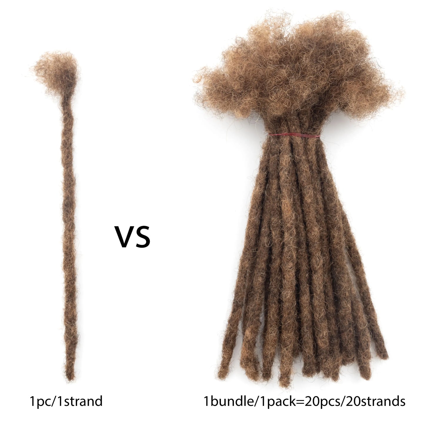 20strands/pack M4&30 Human Hair Dreadlocks Extensions Full Handmade 0.6 cm Thickness 100% Real Hair Locs Extensions for Kids
