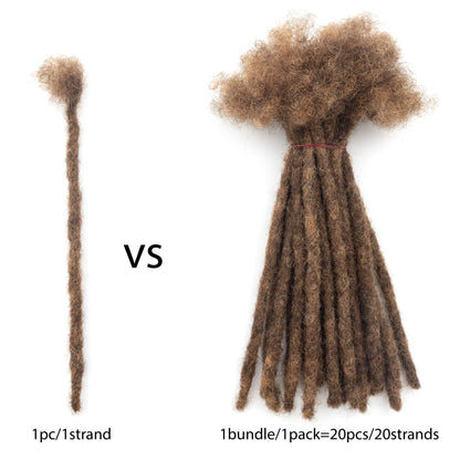 20strands/pack M4&30 Human Hair Dreadlocks Extensions Full Handmade 0.6 cm Thickness 100% Real Hair Locs Extensions for Kids