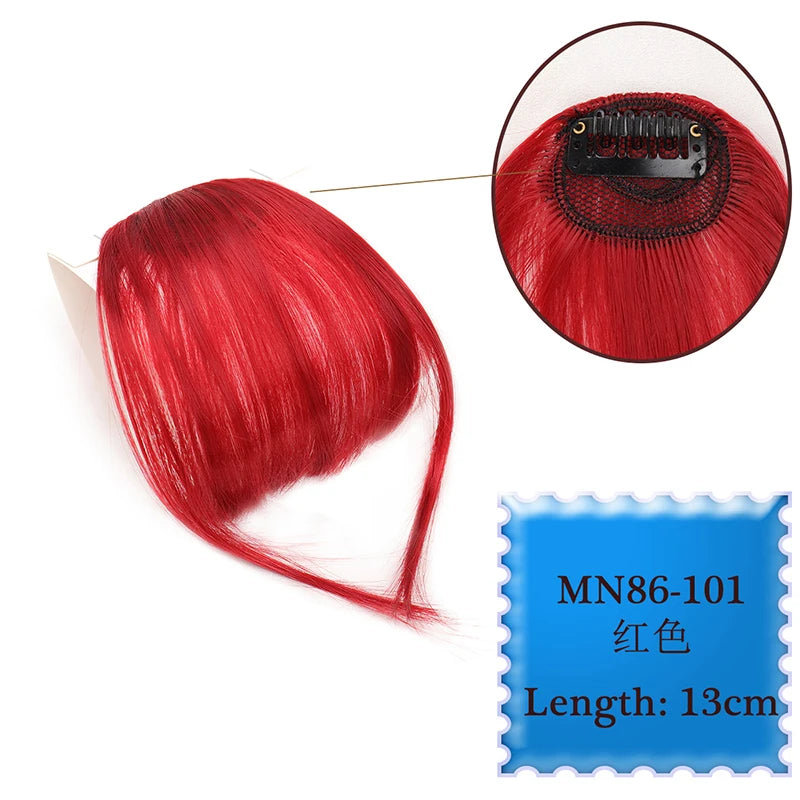 Synthetic Hair Clip In Bangs Brown Colored Invisible Front Fringes Clip in Hair Air Bangs Natural Black Fake Hair Bangs For Girl