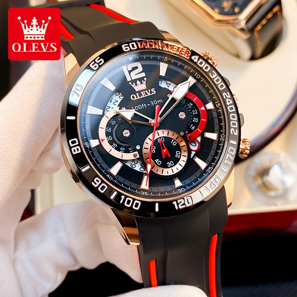 OLEVS casual fashion Men's wristwatch Chronograph waterproof 46mm Large dial quartz watch for man luminous sports genuine watch
