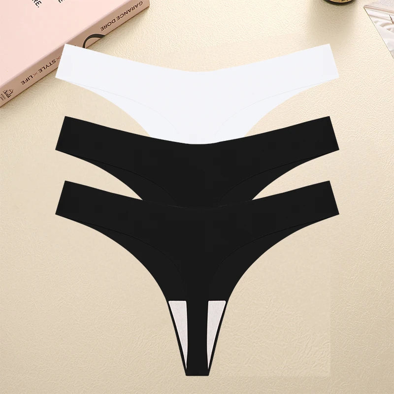 3PCS/SET Sexy G-String Underwear Female T-back Intimates Lingerie Seamless Low Waist Underpants 10 Color Lady Bikini Panty XS-XL