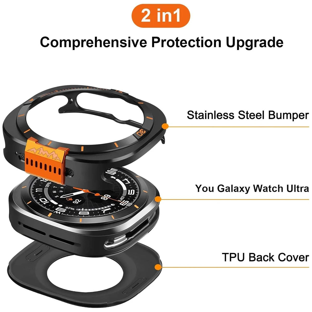Metal Alloy Protective Case for Samsung Galaxy Watch Ultra 2025 47mm Hard Bumper Cover for Galaxy Watch 7 Ultra 47mm Accessories