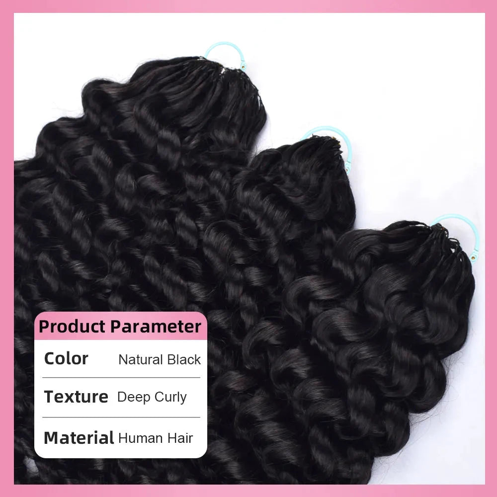 Feather Crochet Human Hair Deep Curly 50G Knotless Pre‑Separated Invisible Miracle Knots Hair Lightweight Reusable Crochet Hair