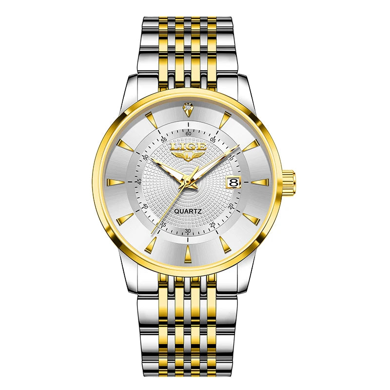 LIGE New 2026 Luxury Man Watch Waterproof Stainless Steel Luminous Date Watch Fashion Simple Casual Man’s Quartz Watches Box