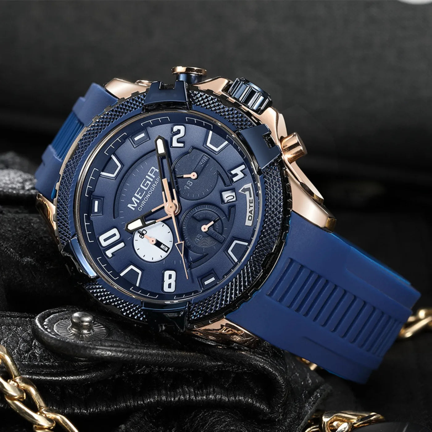 MEGIR 48MM Dial Chronograph Men's Quartz Watches Waterproof Luminous Sport Casual Wristwatch with 24-hour Auto Date Gift for Man
