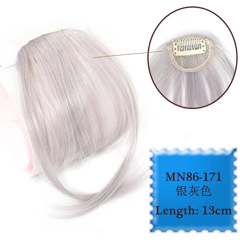 Synthetic Hair Clip In Bangs Brown Colored Invisible Front Fringes Clip in Hair Air Bangs Natural Black Fake Hair Bangs For Girl