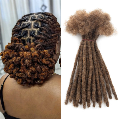 20strands/pack M4&30 Human Hair Dreadlocks Extensions Full Handmade 0.6 cm Thickness 100% Real Hair Locs Extensions for Kids