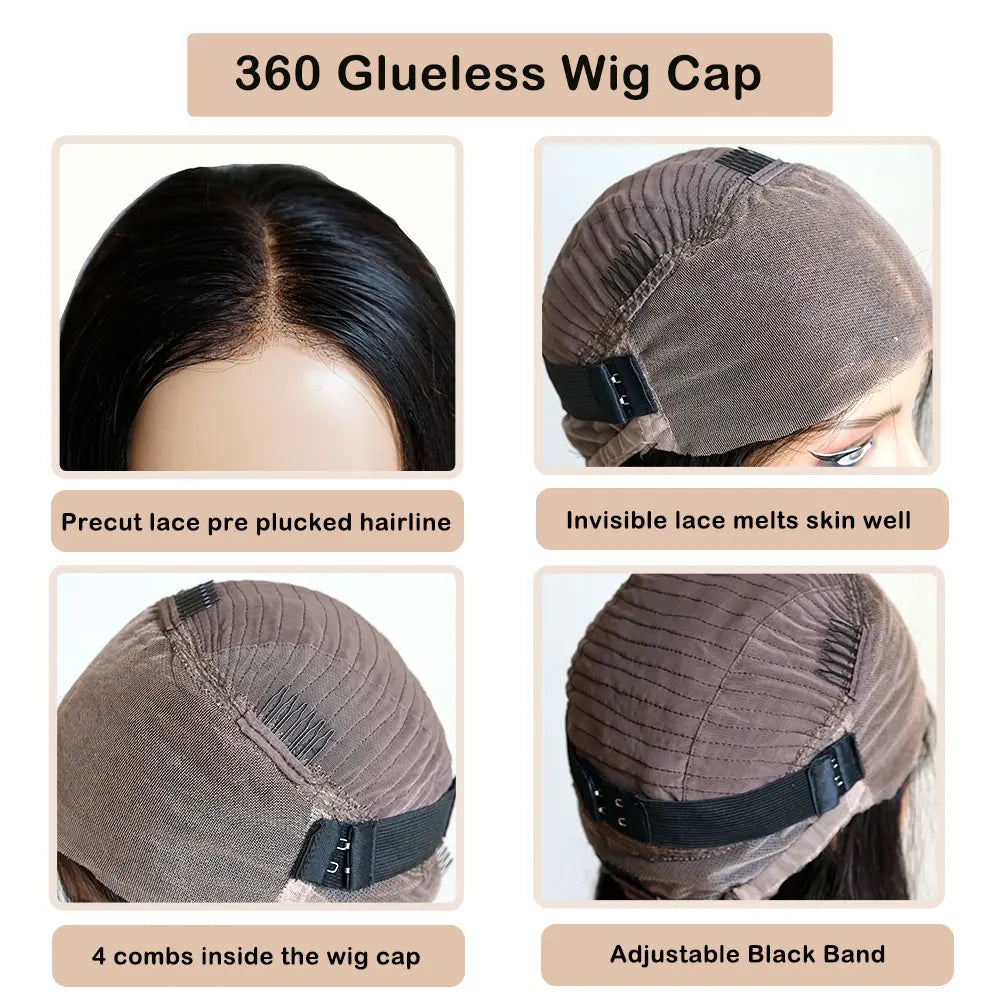 Bone Straight With Bangs 100% Human Hair Wig 360 Precut Transparent Lace Front Hair Wig Virgin Hair For Woman For Clearance
