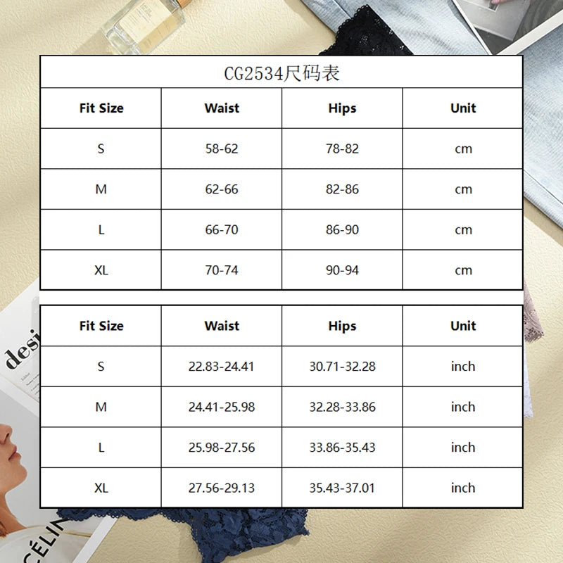5PCS/SET Women Sexy Lace Panties Low Waist Bow Underwear Lace Trim Breathable Alluring Boxer Briefs MultiColor Pack Lingerie New