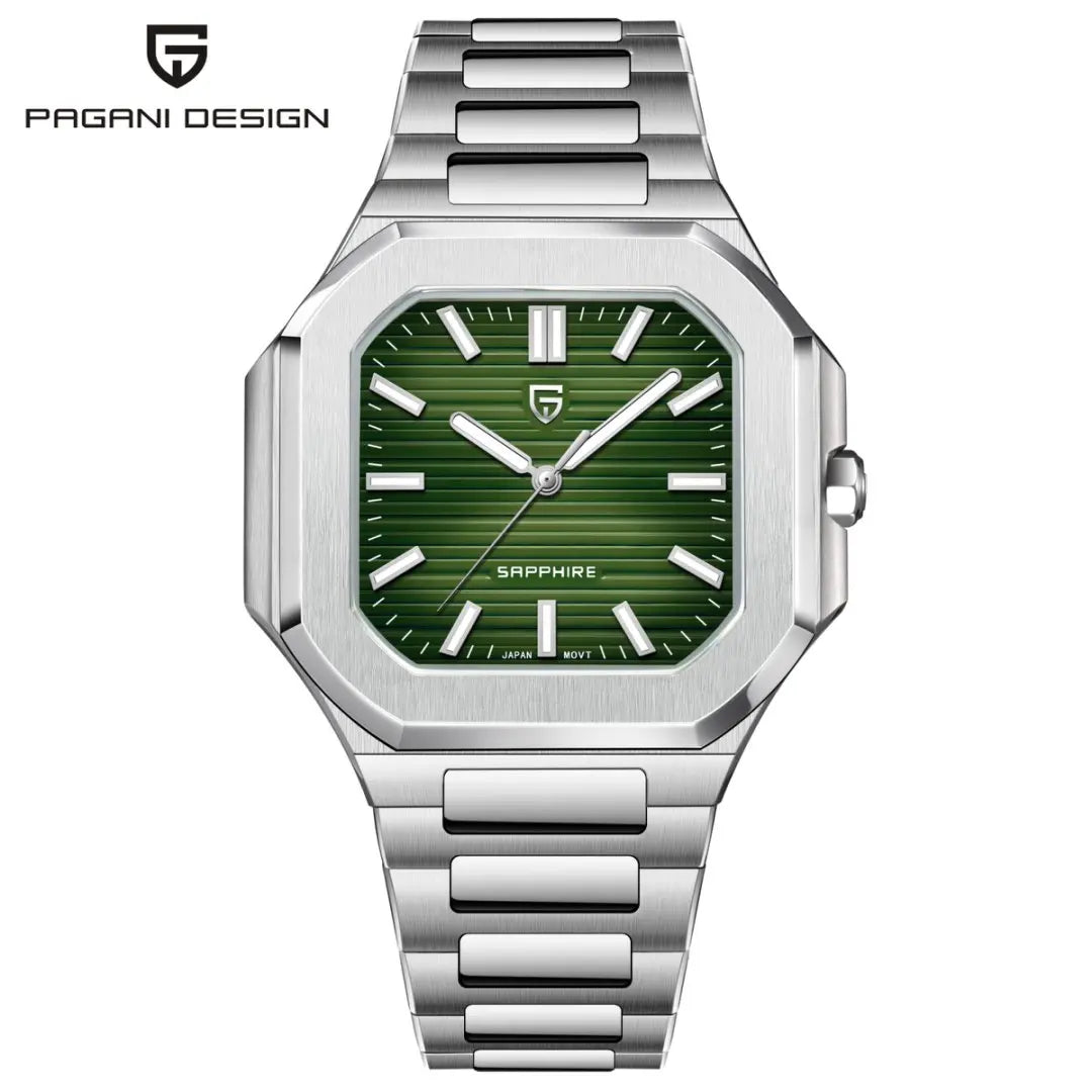 TOP New PAGANI DESIGN 37MM Square Men Quartz Watches Luxury Sapphire Glass AR Coated Business Watch VH31 Luminous Watch for Men