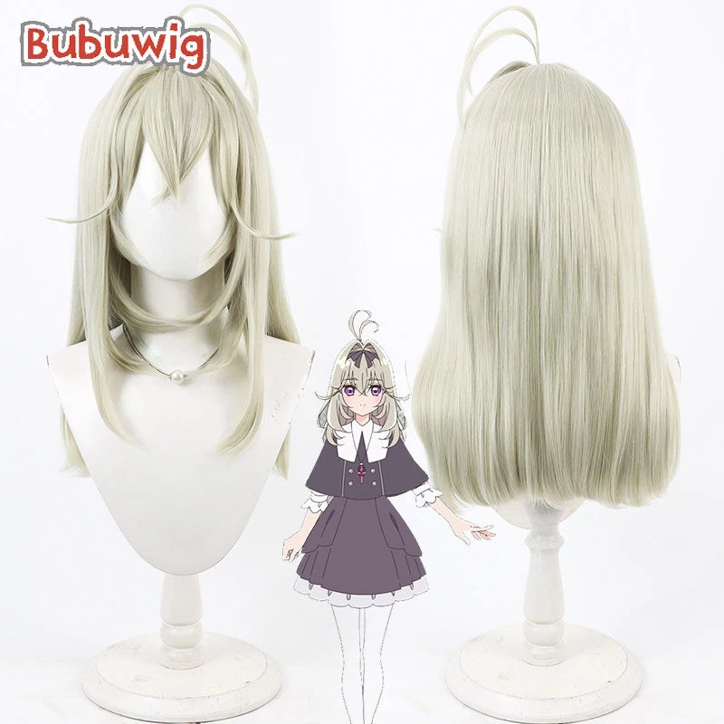 Bubuwig Synthetic Hair Moria Ruruka Cosplay Wigs Star Detective Precure! Moria Ruruka 60cm Long Light Green Wig Heat Resistant