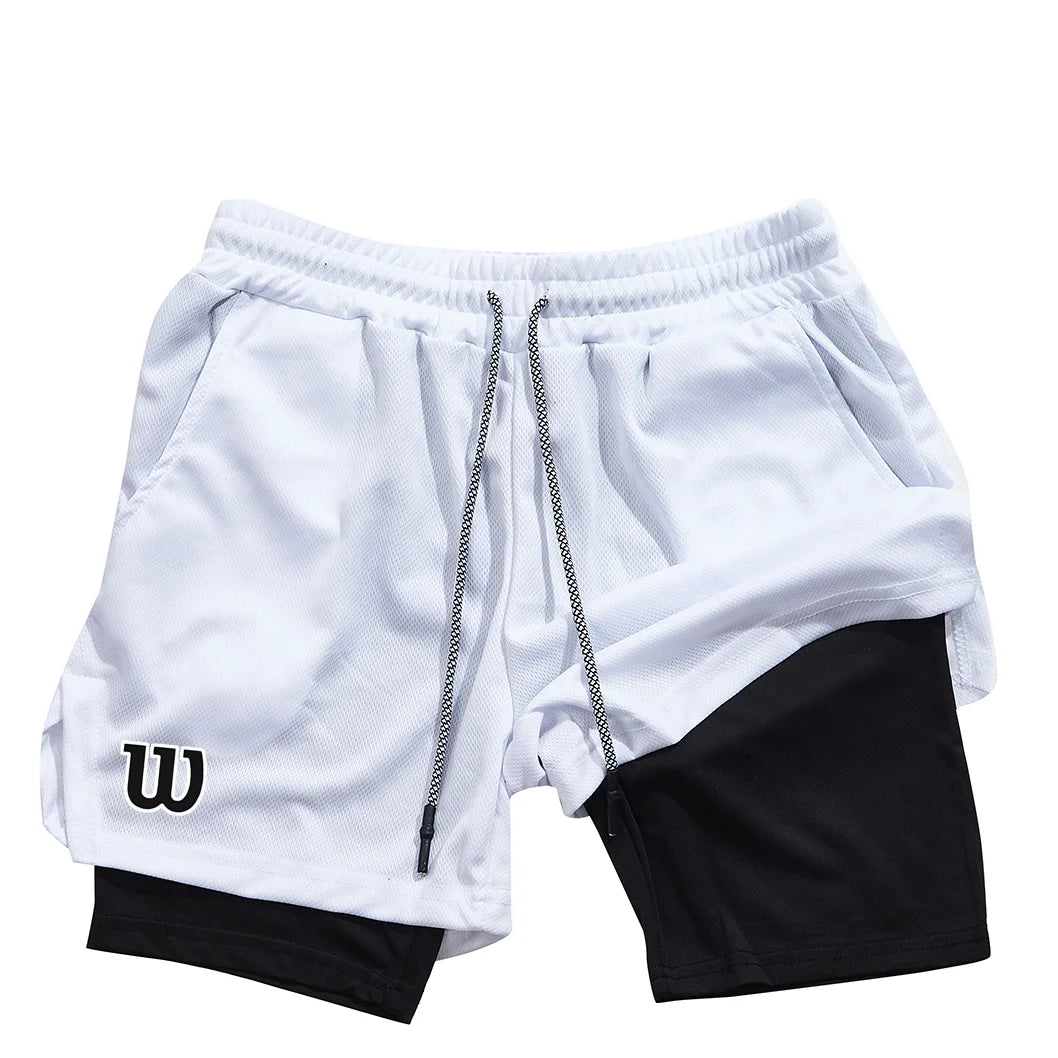 2026 New Men's Sports Shorts Summer Shorts Breathable Tennis Jogging Double-Layer Shorts Fast Drying Badminton Shorts