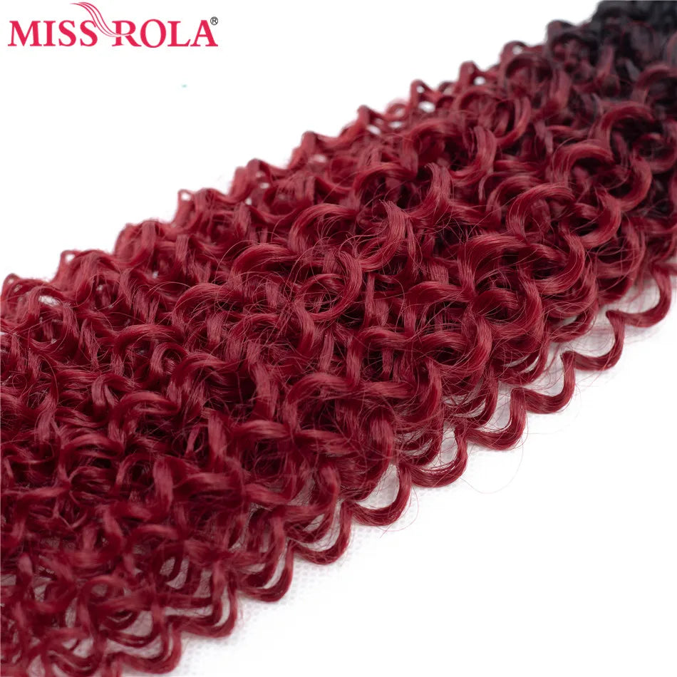 Miss Rola Ombre Hair Bundles Synthetic Kinky Curly Hair Extensions Sew In Hair Weaves 18-22 inch 6pcs/Pack 200g Hair Wefts